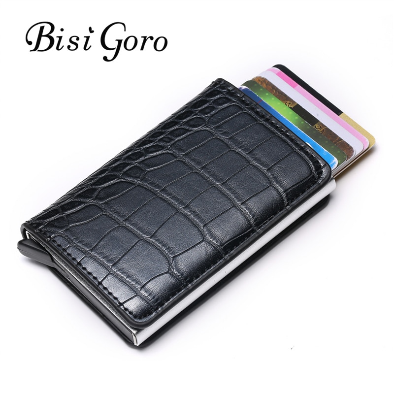 Bisi Goro Blocking RFID Credit Card Wallet Card Holder Metal Slim Wallet Aluminum 13 Colors Card ID Holder