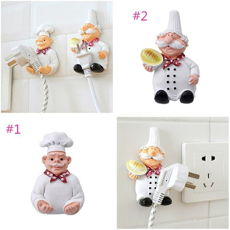 Creatieve Chef Cartoon Keuken Plug Hook Hold Cook Fat Chef Wall Decor Organizer Voor Thuis Keuken Organiseren Plug Houder