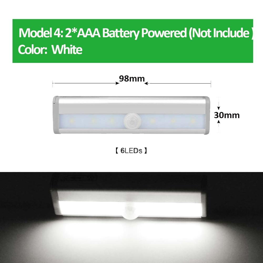 Sensor LED Night Light Kitchen Wall Lamp PIR Motion Sensor Movement Detect cupboard closet stairs pathway bedroom Lighting: Bar Lamp White 6LED