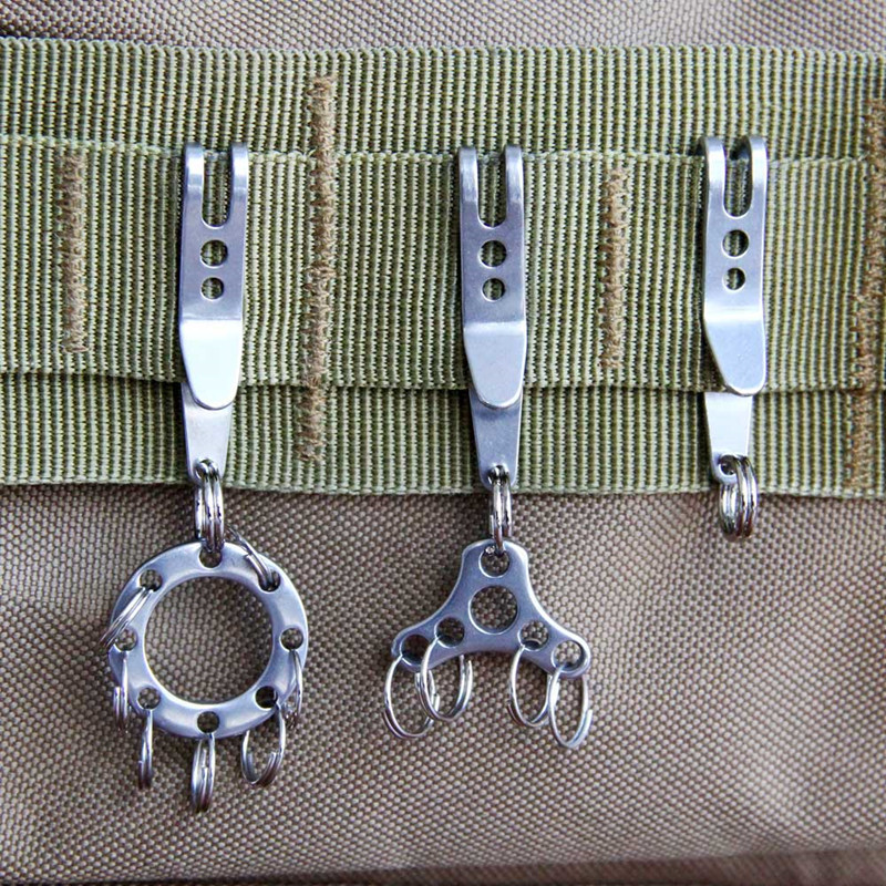 1PC Multitools Tasche Edelstahl Tasche Taille Gürtel Hängen Clip Mini Metall Schlüssel Schnallen Tasche Clips Karabiner draussen Gerät