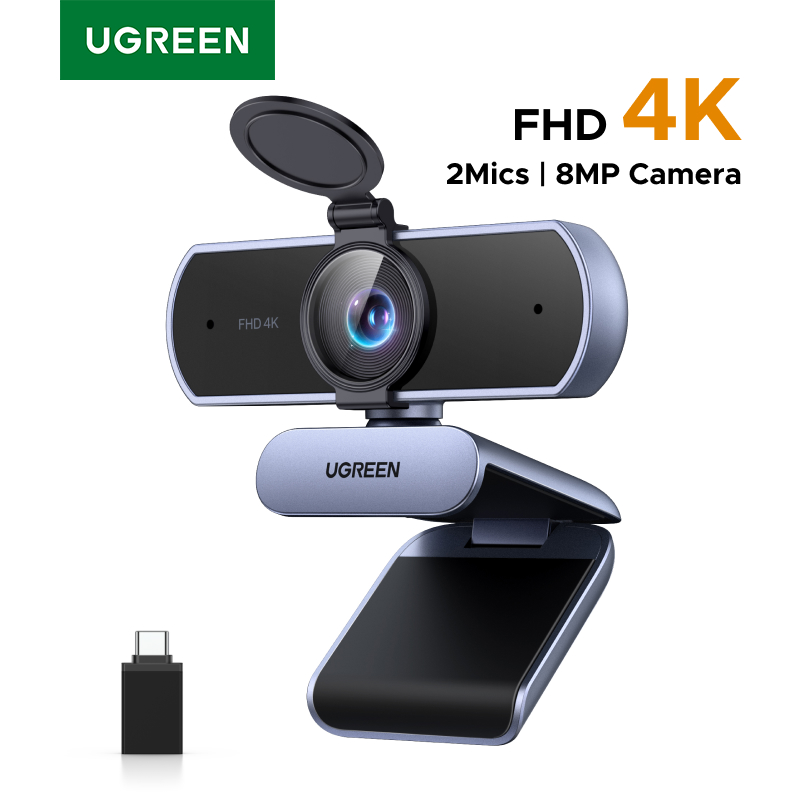 Webcam ugreen 4k fhd 1080p per pc, messa a fuoco automatica pdaf, microfoni ai con cancellazione 8mp rumore, webcam per zoom/teams/google meet