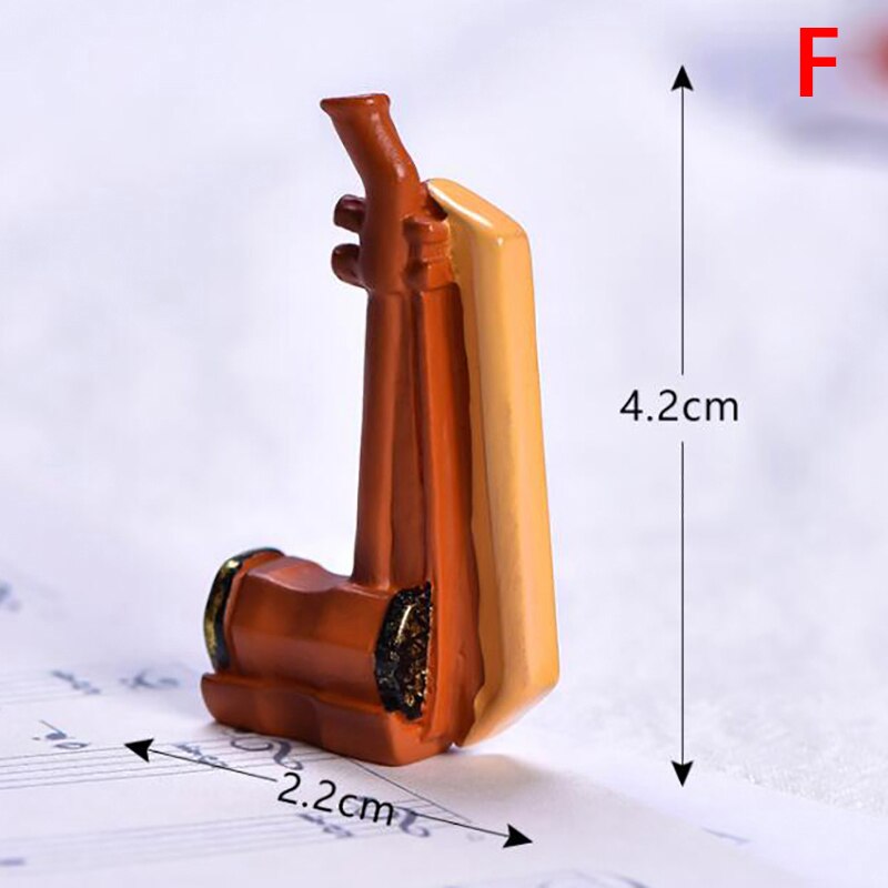 Miniature Music Instrument Resin Mini Violin Dollhouse Decorative Ornaments Crafts DIY Home Music House Bar Furniture Toys: F