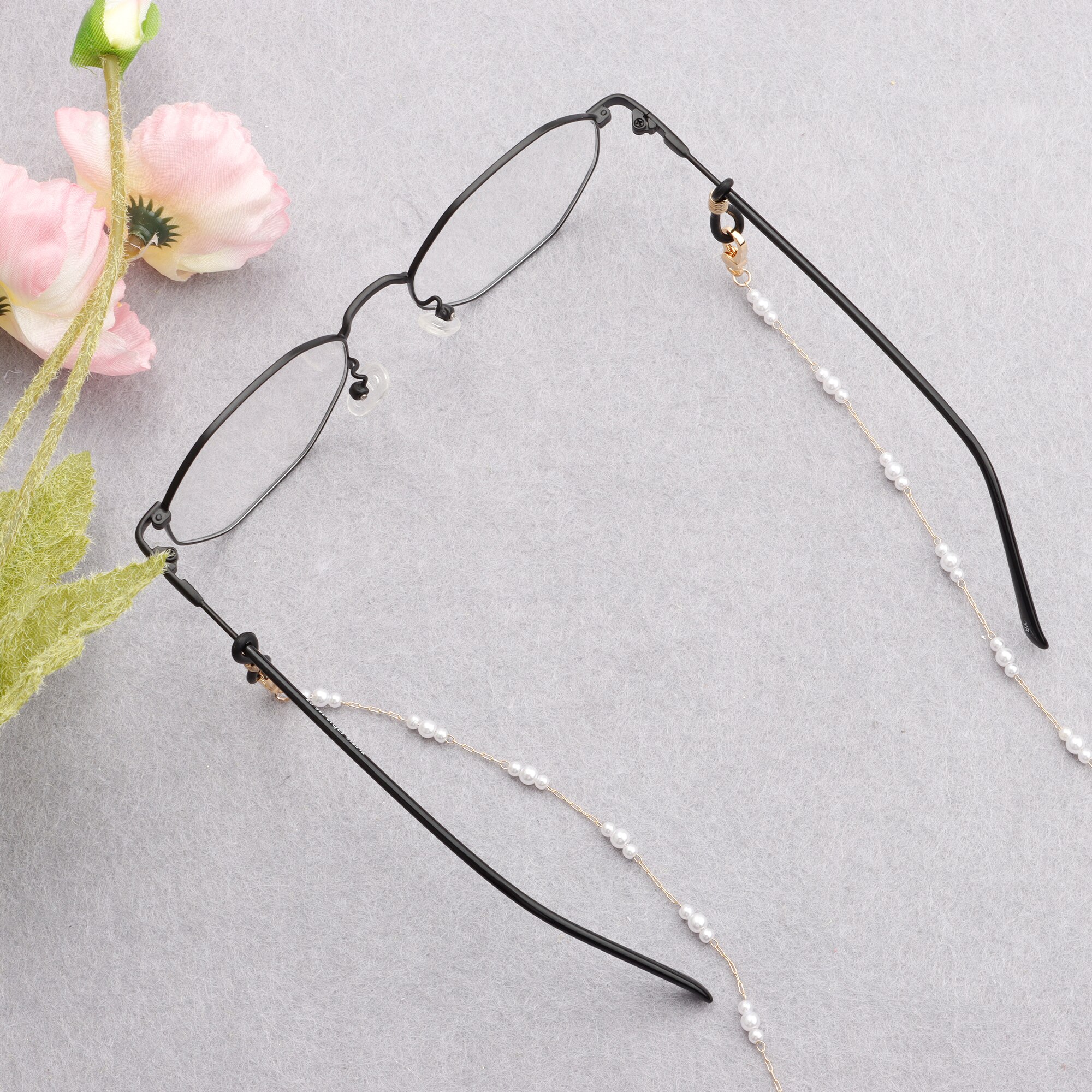 Gufeather m836, acessórios de jóias, corrente de cinta de óculos, 18k banhado a ouro, 0.3 mícrons, feito à mão, pérola plástica, corrente de máscara, 80 cm/pcs