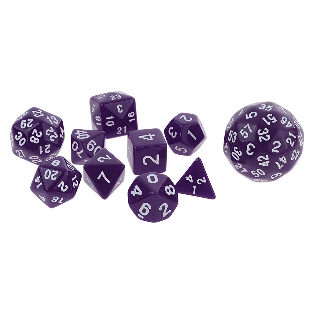 Pacote de 10 dados Set-D4, d6, d8, d10, d12, d20, d24, d30, d60 dados acrílicos multicolorido jogo de tabuleiro dados festa jogos de azar