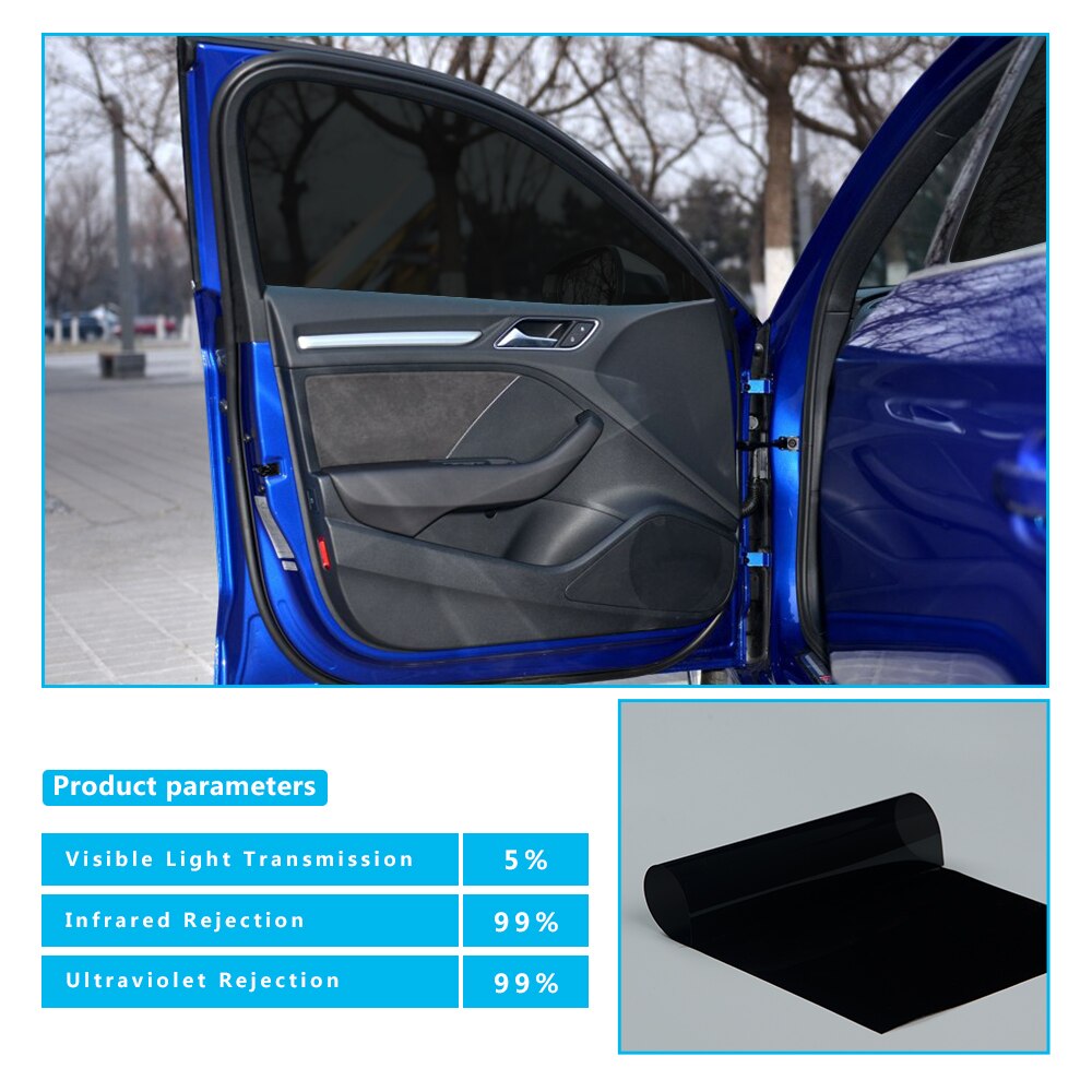 Sunice 5% VLT pellicola per vetri per auto nera per auto Nano ceramica tinta solare alta anti-UV controllo solare privacy pellicola per auto adesivo