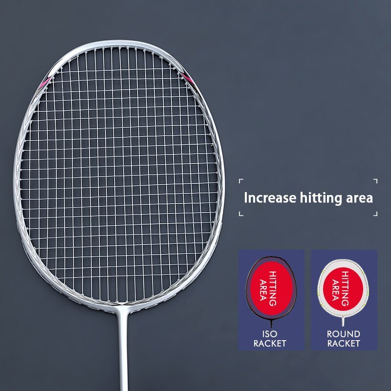 Carbon Badminton Rackets Padel Super Light 5U Racket With Strings Bags Carbon Fiber Racquet Strung Free Grip
