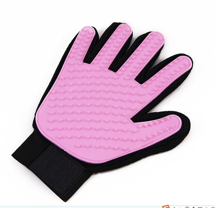 Guante cepillo de pelo para perros y mascotas, cepillo de pelo para limpieza de animales, cepillo de pelo para perros y gatos domésticos TP: Rosa / right hand