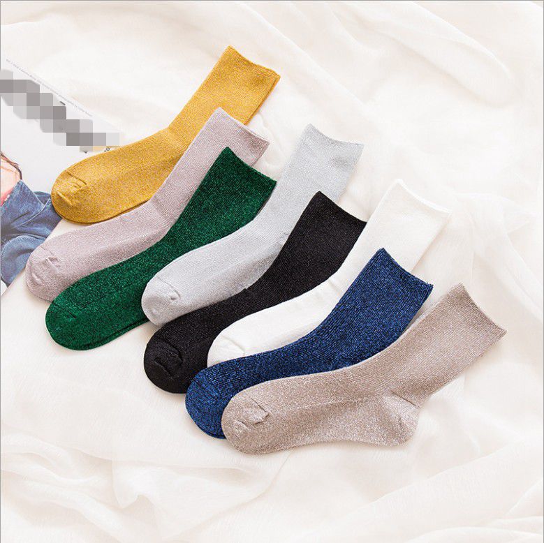 1 paar glänzend Lange Socken Herbst und Frühjahr Neue funkeln Harajuku Weichen frauen Elastische Strumpfwaren