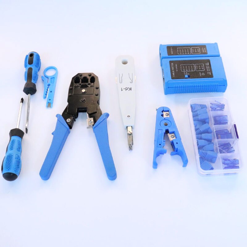 Computer Network Repair Tool Kit Lan Cable Tester Wire Cutter Screwdriver Plier Crimping Maintenance Tool Set Bag