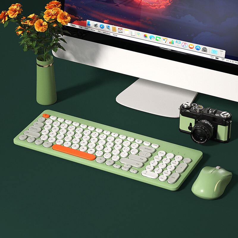 Draadloze Gaming Toetsenbord Muis Set Voor Macbook Xiaomi Stille Magic 2.4G Draadloze Toetsenbord Muis Combo Computer Pc Gamer Toetsenbord: Green Grey Set