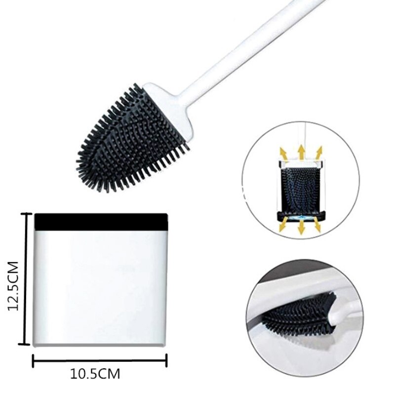 Brosse de toilette à tête en caoutchouc | Avec support, brosse de nettoyage de salle de bains, brosse de toilette Flexible en forme de U