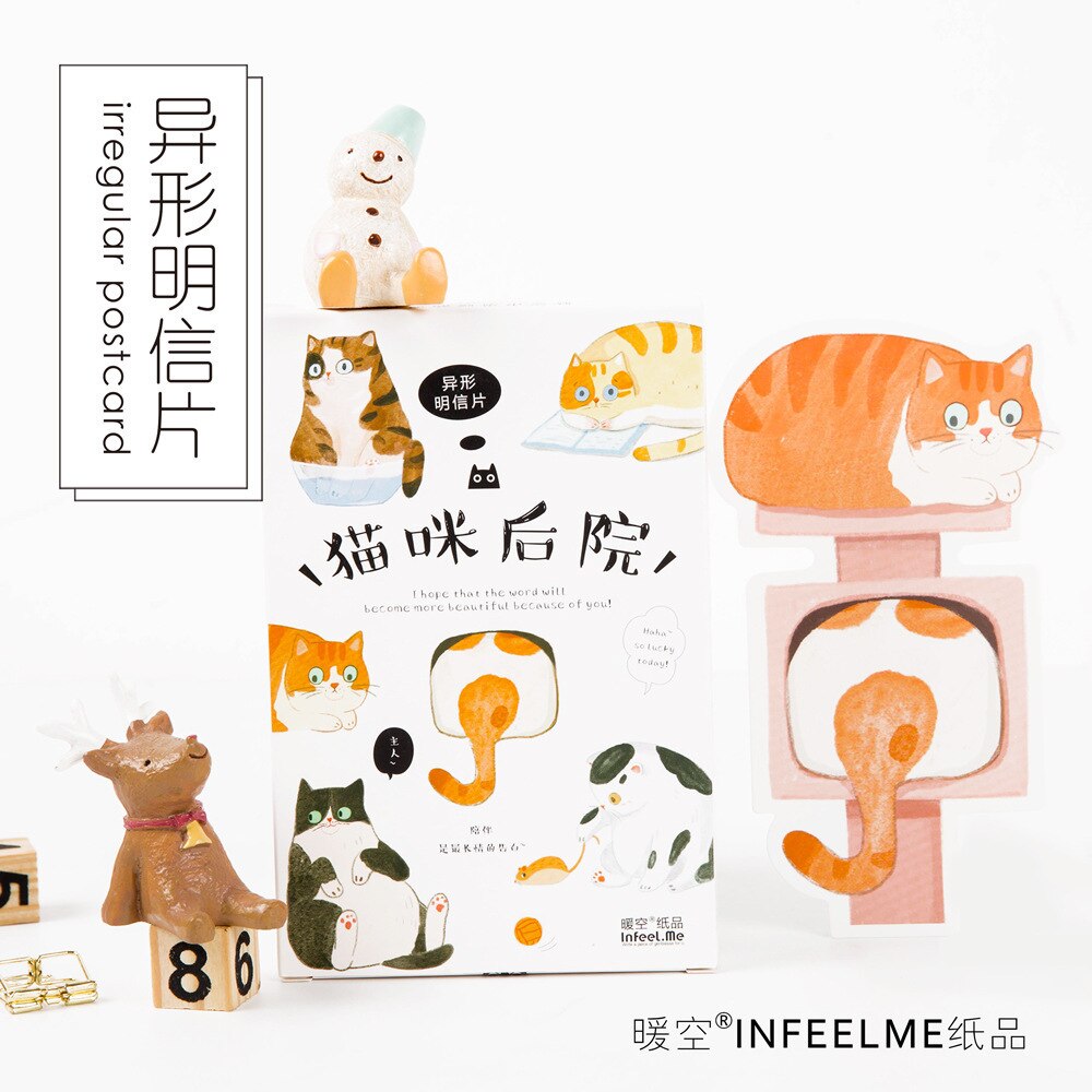 30 arkuszy 「 kocie podwórko 」 seria prezent wiadomość kartka z życzeniami nowy rok karty kot kształt pocztówka zakładki estetyka papiernicze