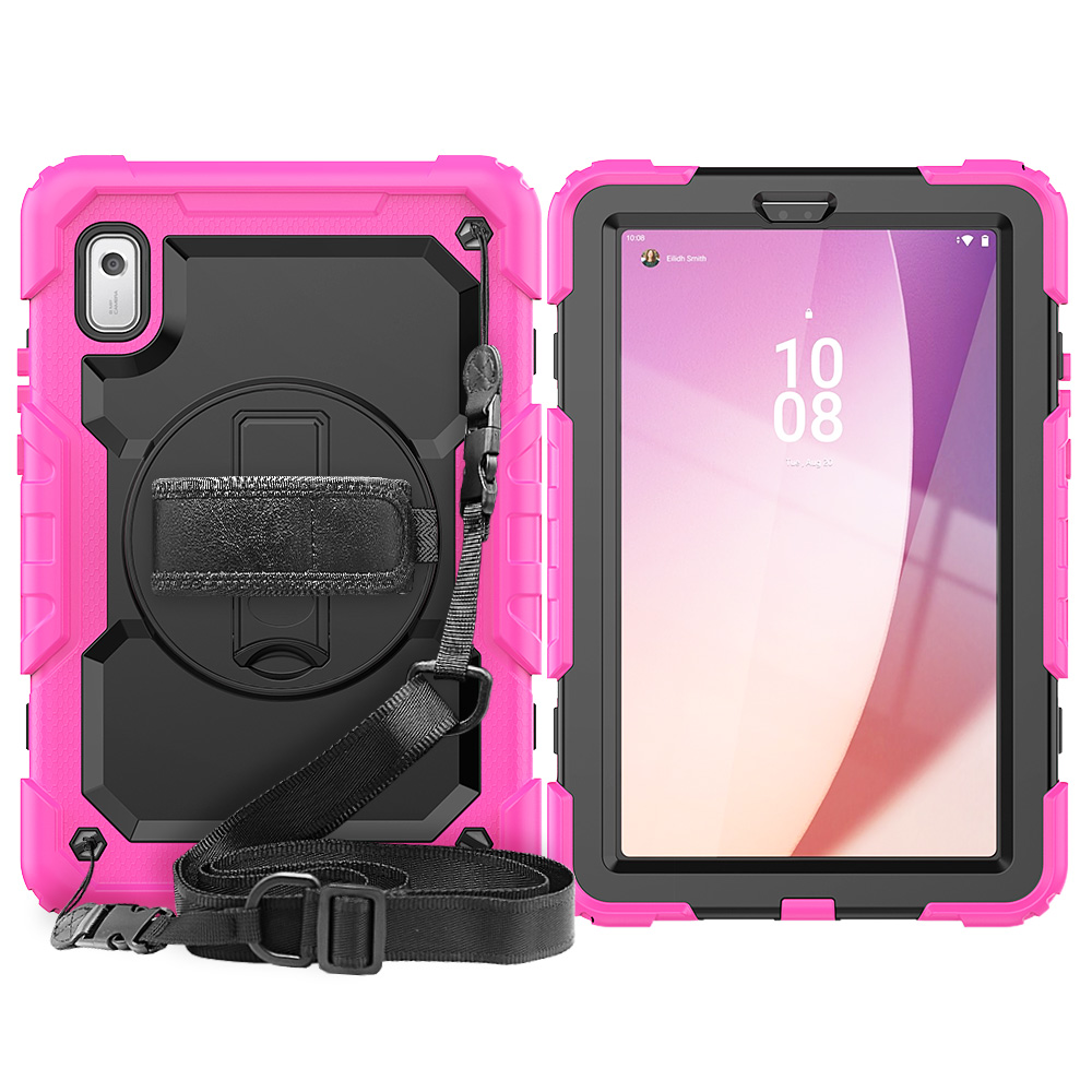 Hand Strap Shoulder Strap Kickstand Rugged Case For 9 Inch Lenovo Tab M9/K9 (TB-310FU, Released) built-in Screen Protector: Beige