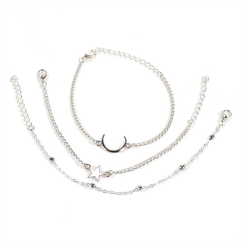 3-stück Einfache Sterne Mond Perle Metall Armbinde einstellen charmant frauen Hochzeit Silber Farbe Armbinde Mädchen Partei schmuck: Ursprünglich Titel