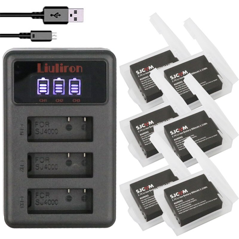 thumbnail image 2 of 4 Pack 900mAh 3.7V Li-ion Batteries + USB Dual Charger For SJCAM SJ4000 / SJ5000 Action Cam 2 of 5