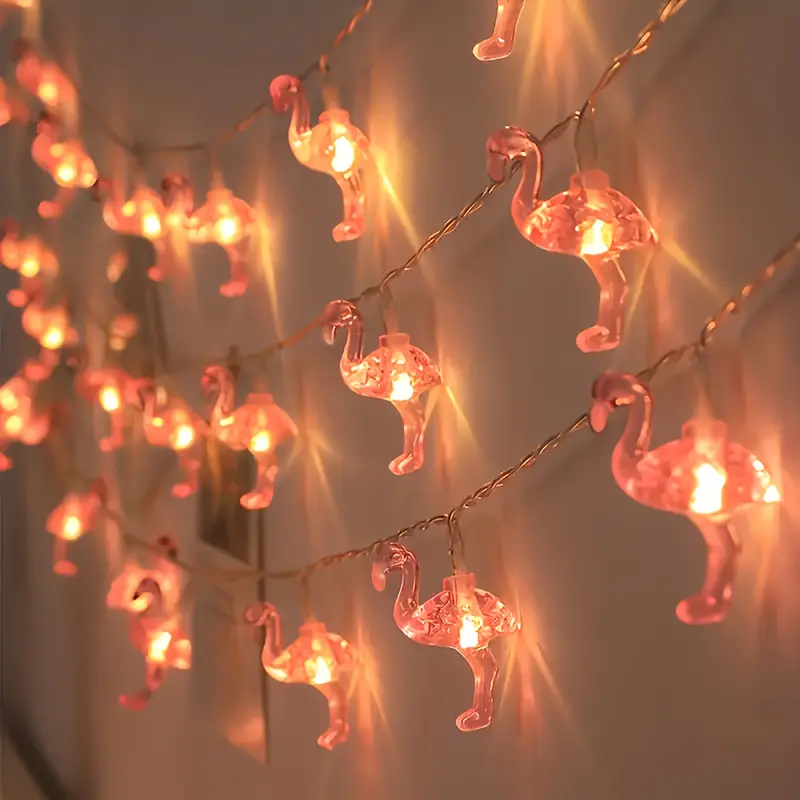 Guirlande lumineuse flamant rose à 10/20 LED, 1 pièce, 59.06 pouces/118.11 pouces, guirlande lumineuse féerique à piles pour décoration de fête d'anniversaire d'été: YELLOW / 300W