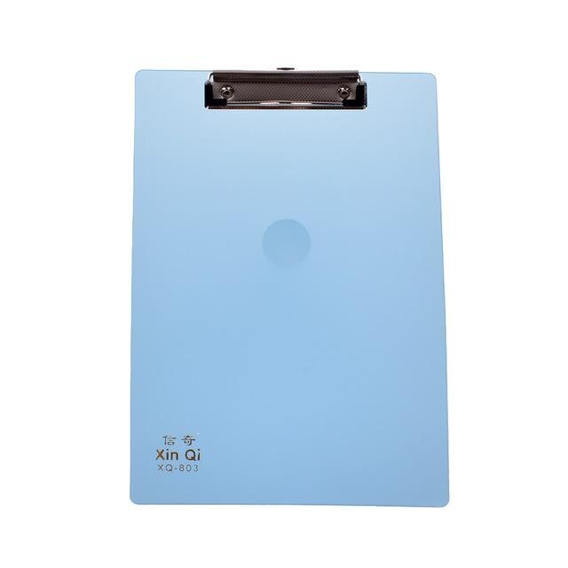 1 stk skole blå/sort fast størrelse papirer udklipsholder clipboard med pen skole leverandører  a4 plastik holder: Blå