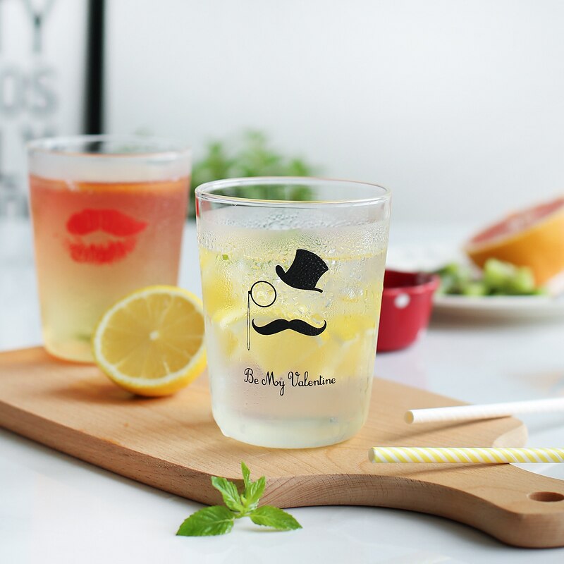 Par kopp print sommar coolt glas frukost kopp mjölk glas juice & kall dryck kopp