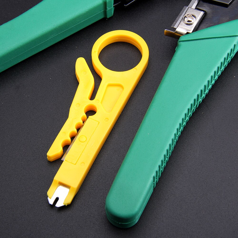 Network Ethernet LAN Kit 4 in 1 Cable Tester + Crimping Plier Crimper + Wire Stripper +100 x Rj45 Cat5 Cat5e Connector Plug Netw