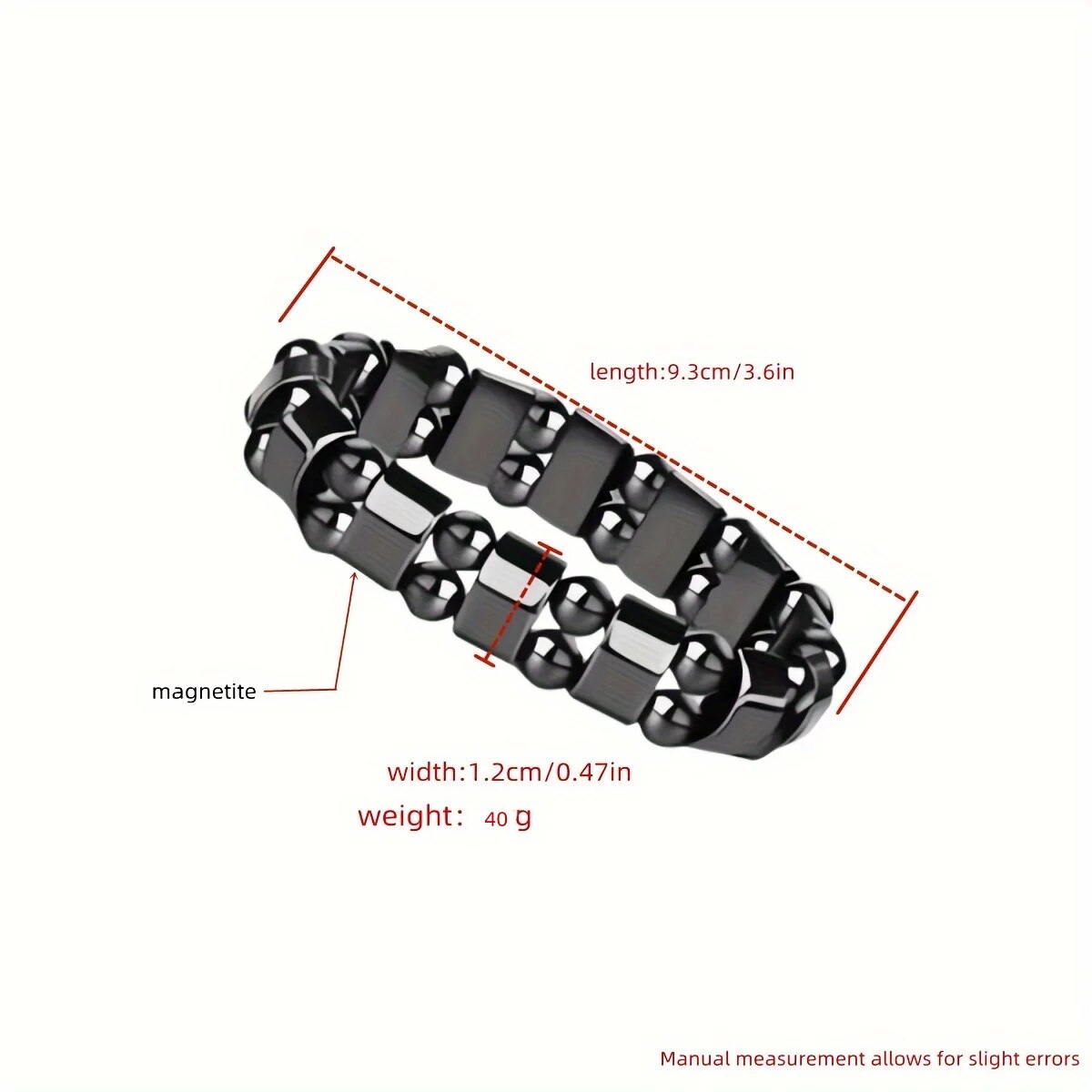 Uma pulseira magnética de cálculo biliar preto para homens e mulheres, a mesma pulseira de energia magnética com pulseira magnética de contas de fileira dupla
