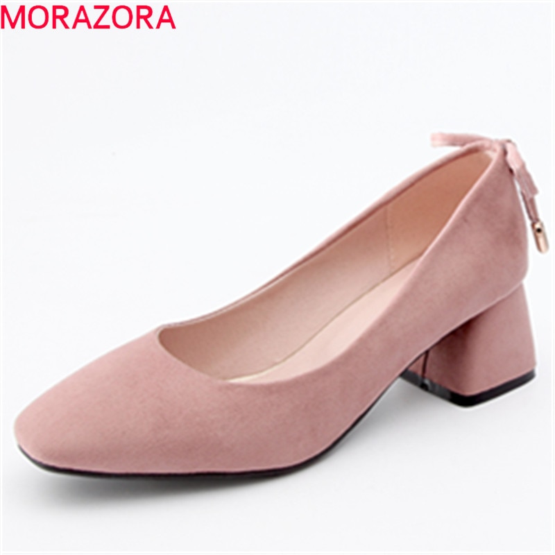 MORAZORA neue vorherrschen frühling sommer Pumps frauen schuhe hoch Fersen mit schmetterling knoten flach Herde Unterhose auf damen schuhe