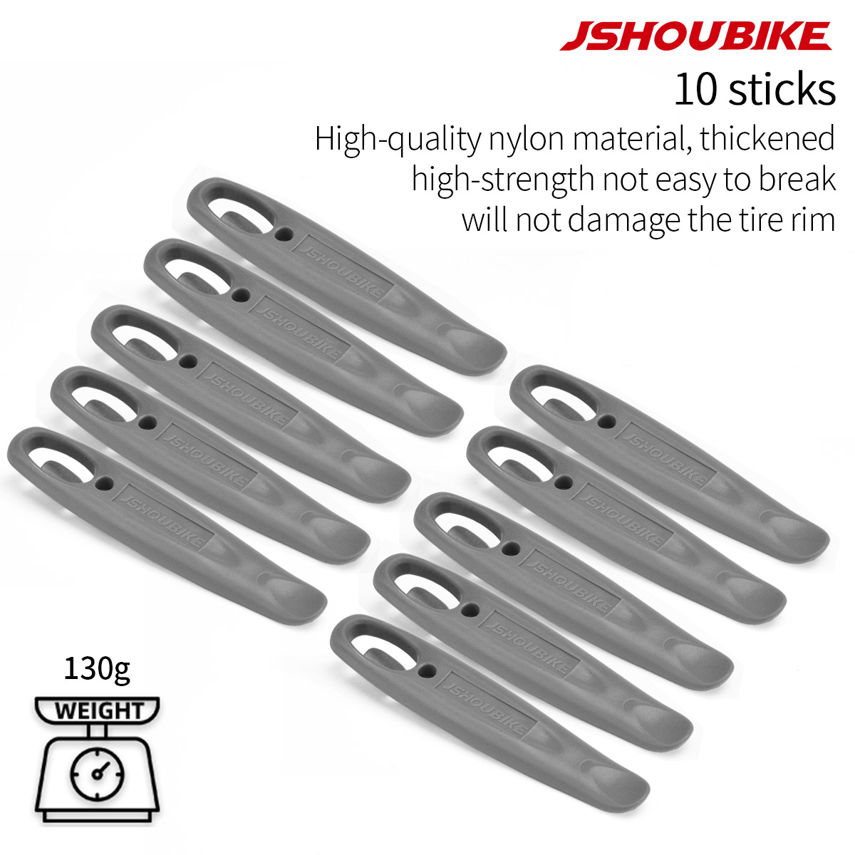 JSHOUBIKE-palanca de llanta de nailon para bicicleta, herramienta de reparación de rueda ultraligera, cuchara de neumático de bicicleta de montaña y carretera, accesorios de freno de ciclismo: 10 sticks