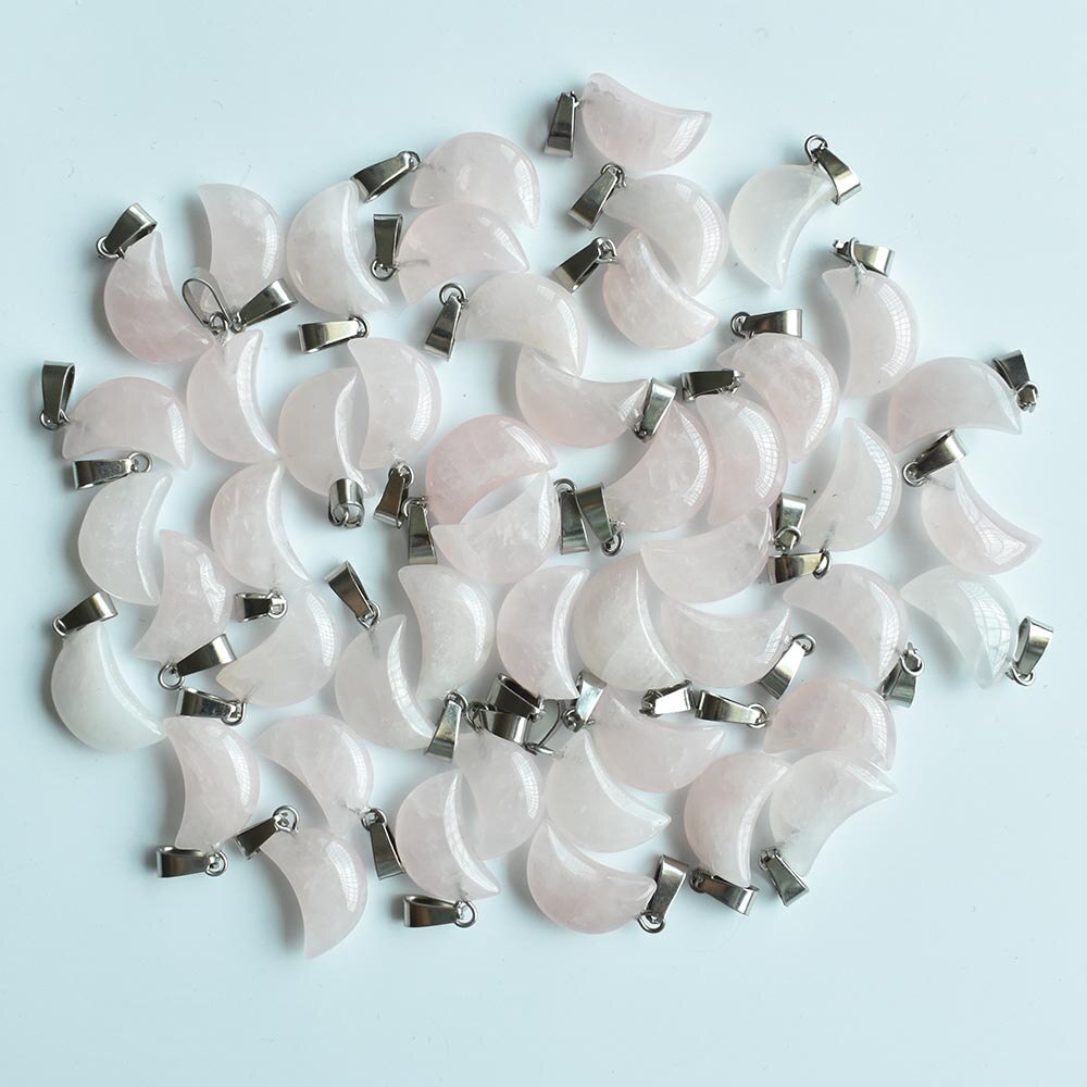 assorted natural stone crescent moon shape charms pendants for DIY jewelry making 24pcs/lot free