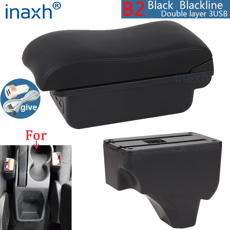 Voor Peugeot Armsteun Voor Peugeot Auto Armsteun Box Retrofit Onderdelen Interieur Opbergdoos Accessoires Usb led: B2 Black line 3USB