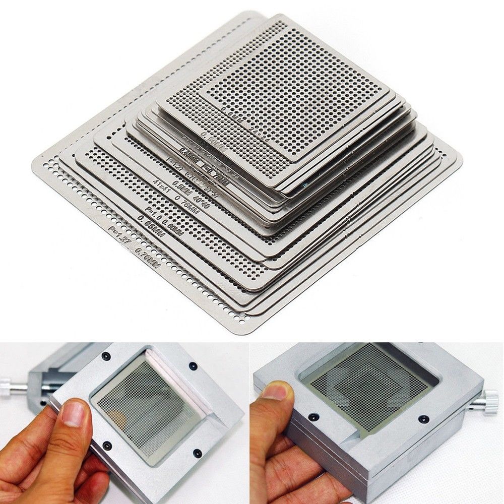 27 X BGA Reball Reballing Rework Net Universele Stencil Direct Warmte Onderdelen Set