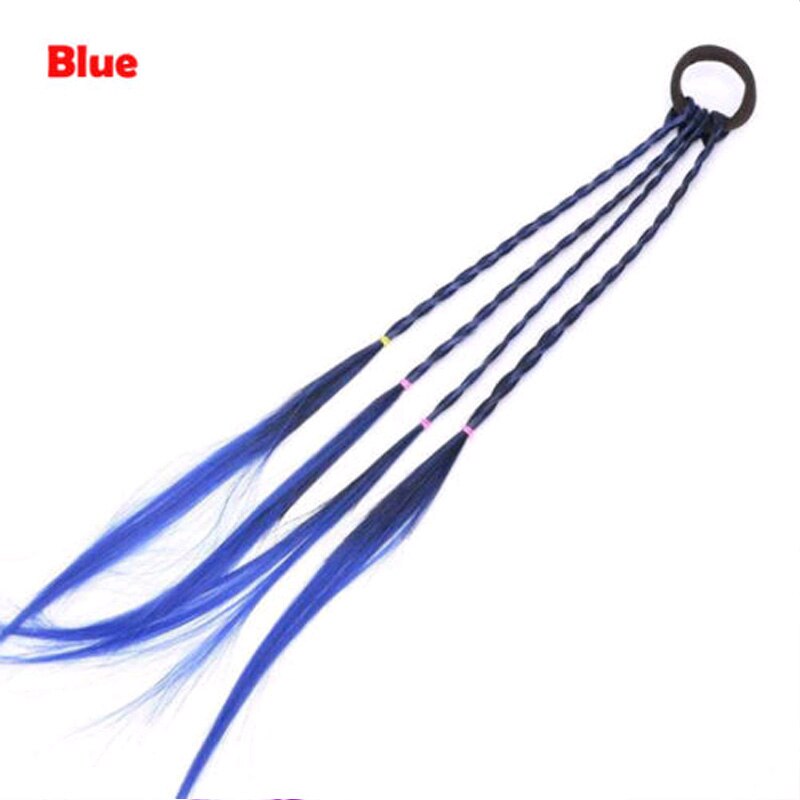 Women Ladies Braided Synthetic Hair Plaited Plait Elastic Headband Female Colorful Wigs Ponytail Hairband Wig Hair Accessories: Blue