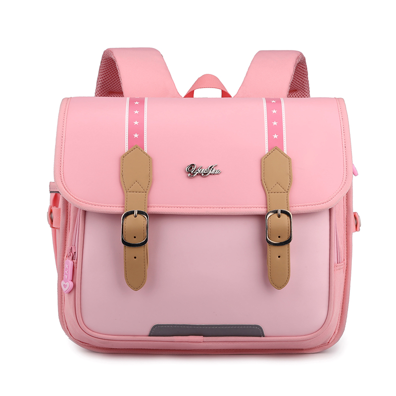 Reflective Strip Backpack Children's High Large Capacity Backpack Primary School Grades 1-3 School Backpack: Pink