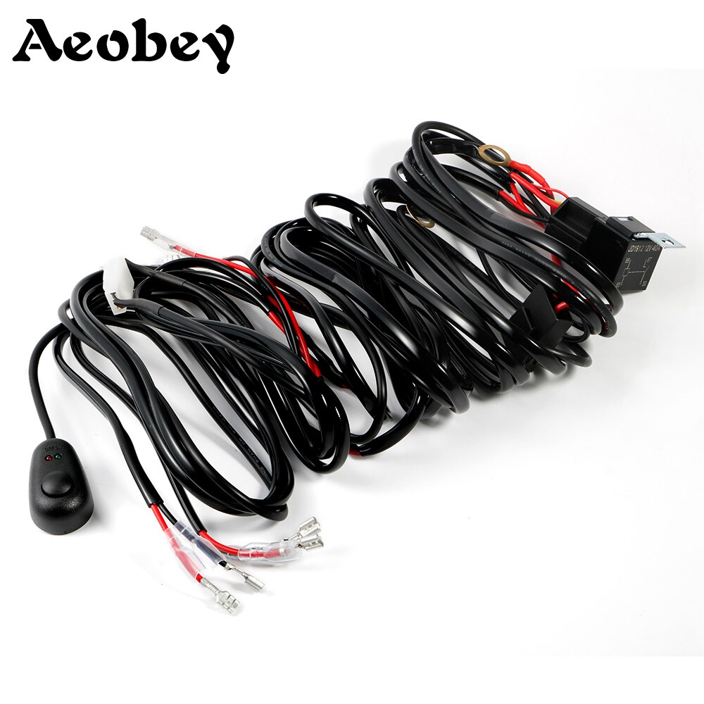 Aeobey Car LED Light Bar Wire 3M 12v 24v 40A Wiring Harness Cable Kit for Auto Driving Offroad Led Work Lamp