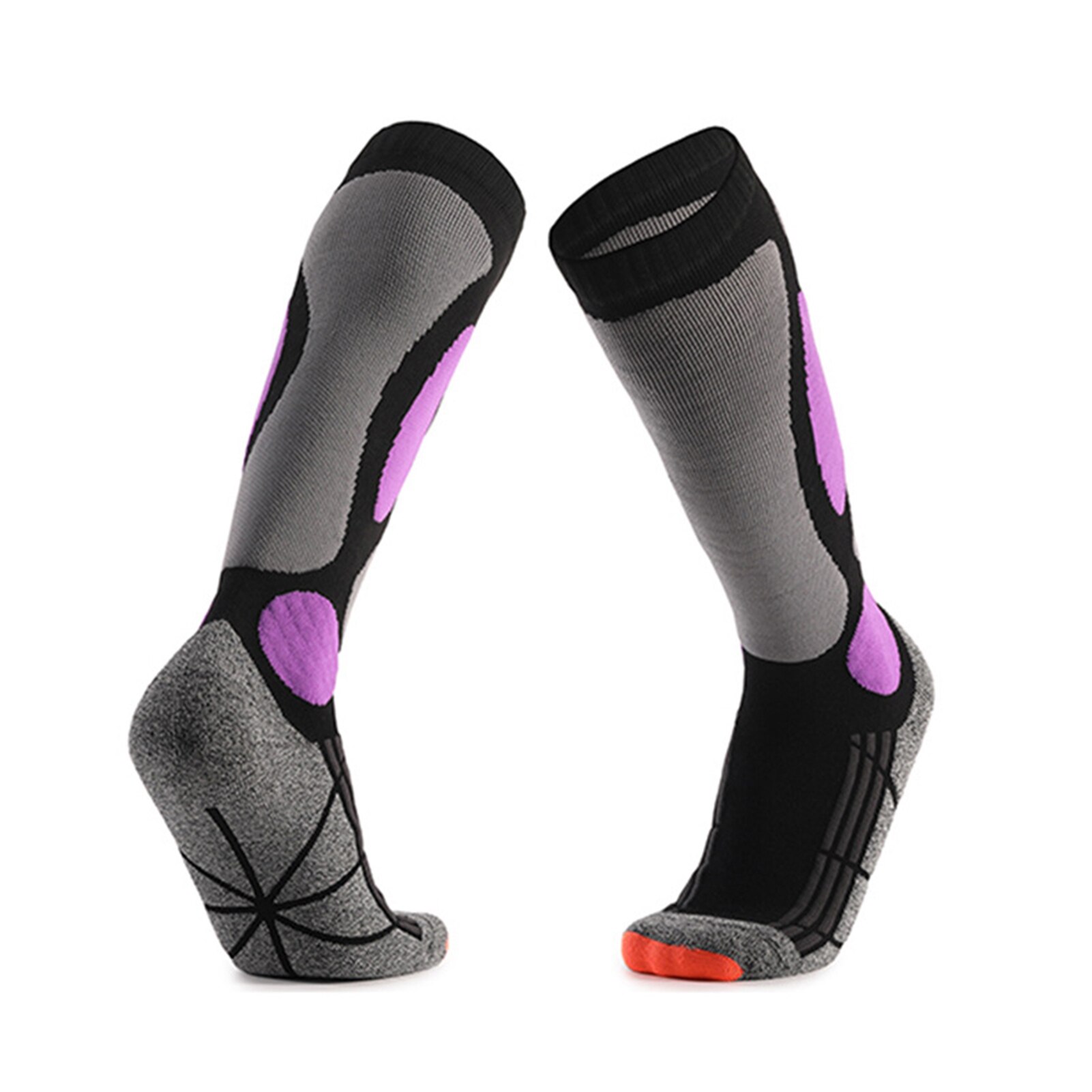 1pair Unisex Mountain Climbing Hiking Ski Socks Camping Anti Slip Autumn Winter Cotton Blend Keep Warm Long Tube Thickened: Purple