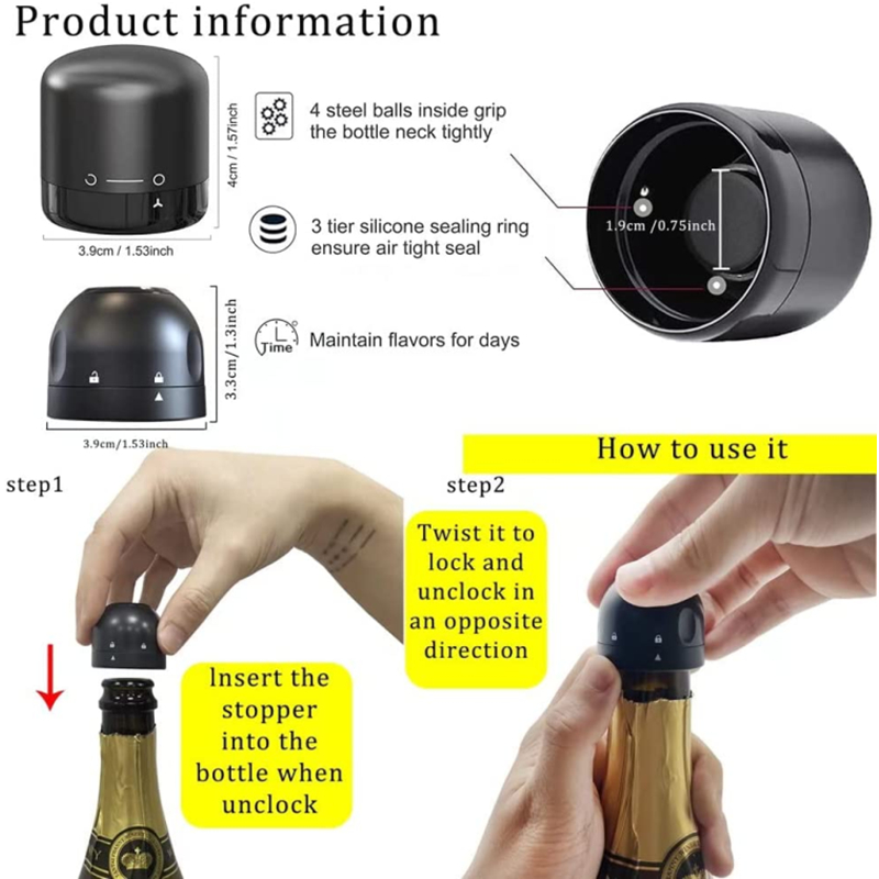 Tapón de silicona sellado para botella de vino tinto, tapón de silicona para conservar la frescura, uds, , 2 tapón para botella de Champagne