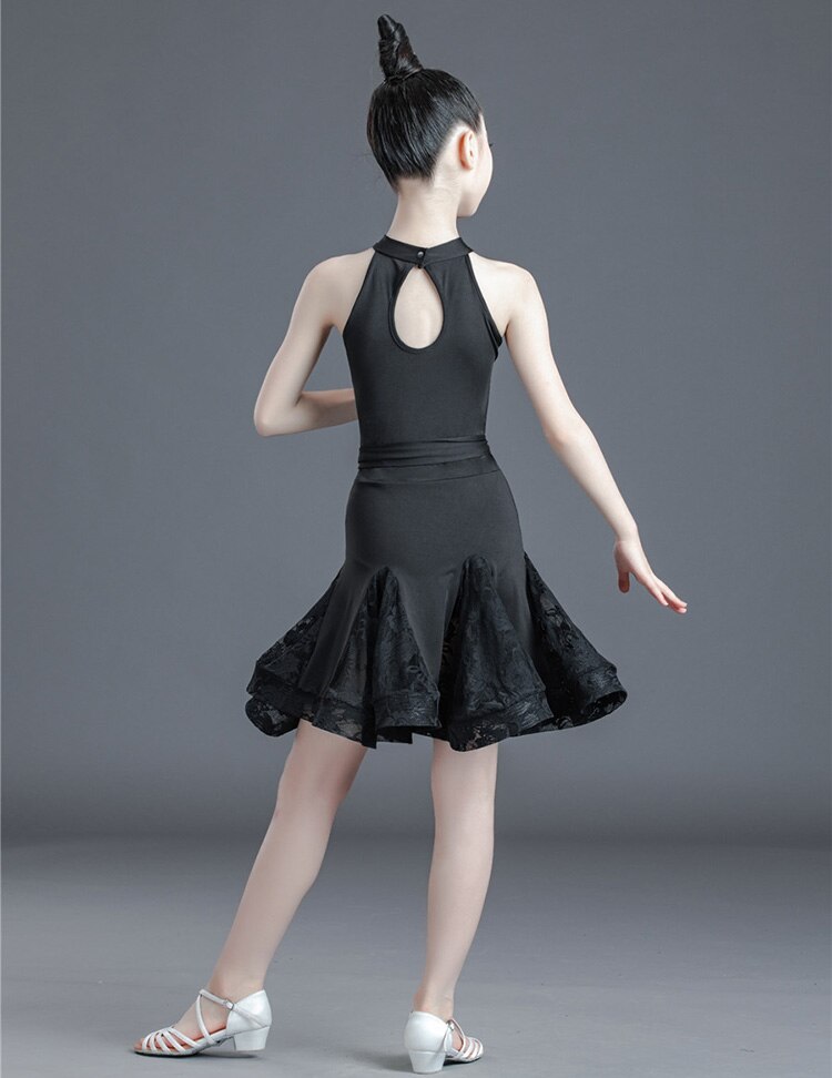 Girl Latin Dance Dress Children Lace Tassels Dress Kids Dresses For Girls Latin Training Tango Performance Clothes Cha Cha