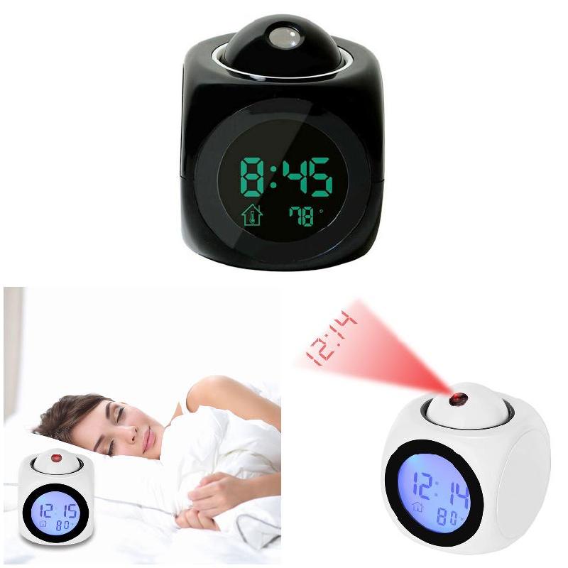 Wekker led wand plafond projectie lcd digitale stemmen pratende temperatuurmeter slimme klok  hg99