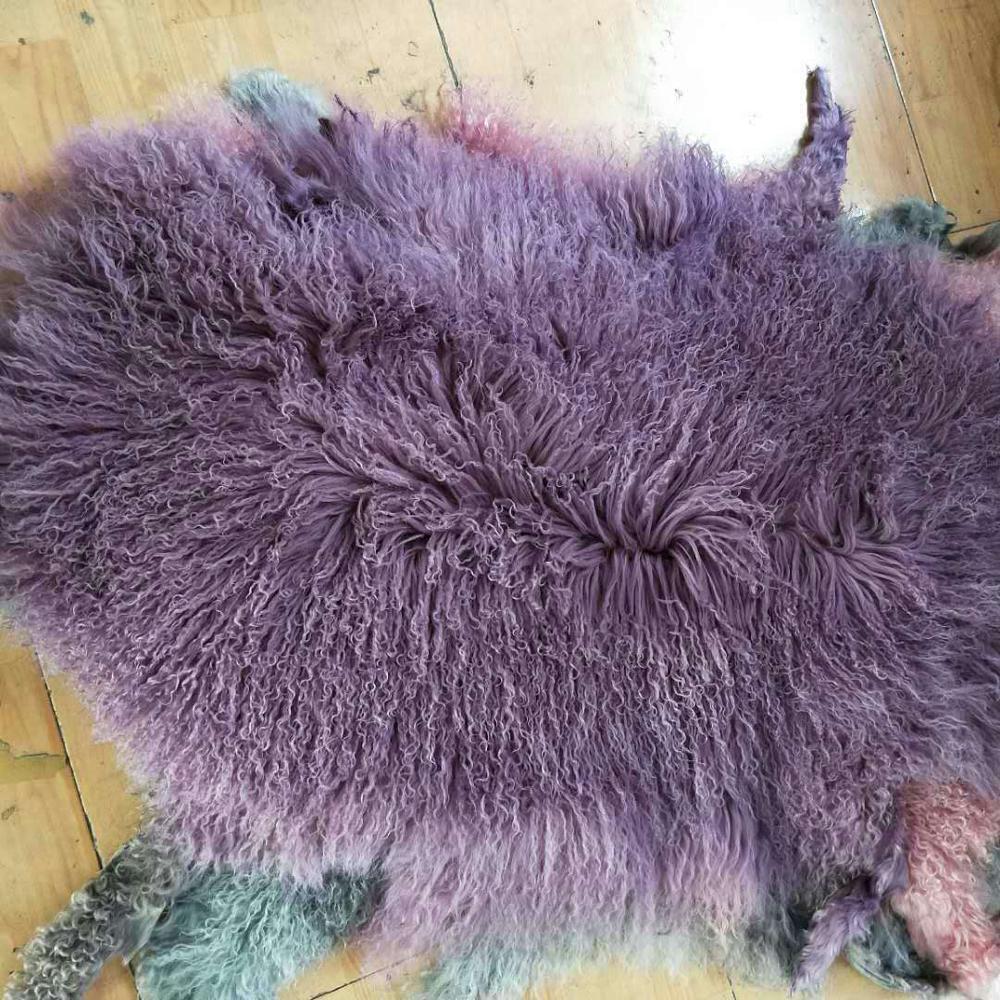 Echte Mongoolse Lam Bont Plaat Echt Bont Deken Voor Sofa Fur Throw Deken Dekens/Tapijten Schapenhuid Tapijt Tibetaanse: purple