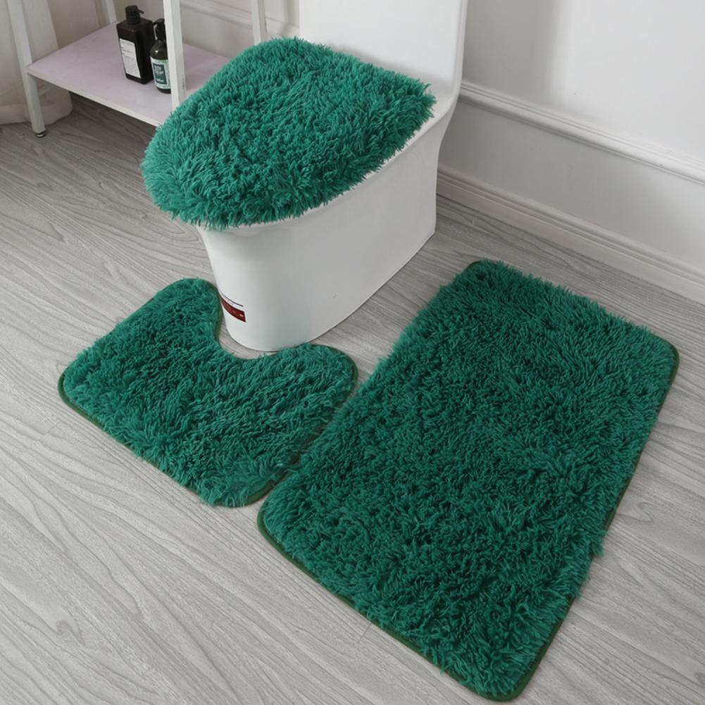 3 Stks/set Kleur Badkamer Mat Set Rechthoek Pluizige Haren Bad Tapijten Moderne Wc Deksel Cover Tapijten Kit Badkamer Accessoires