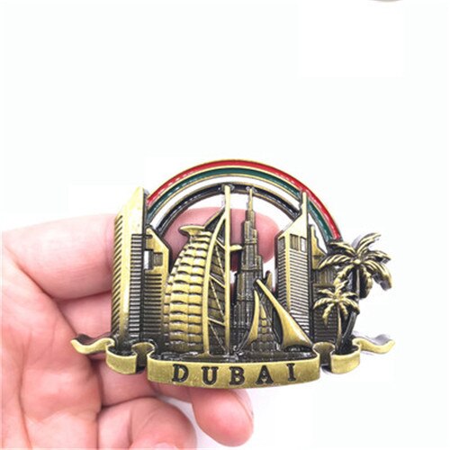 Dubai panoramic view metal refrigerator magnets Burj Al Arab Hotel alloy khalifa metal stickers travel souvenir