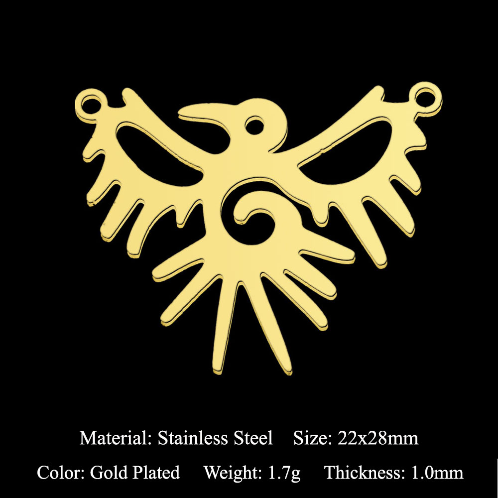 Rvs Geometrische Minimalistische Diy Earring Hanger Charms Angel Wing Ketting Maken Kat Chameleon Dolfijn: Black Gun Plated