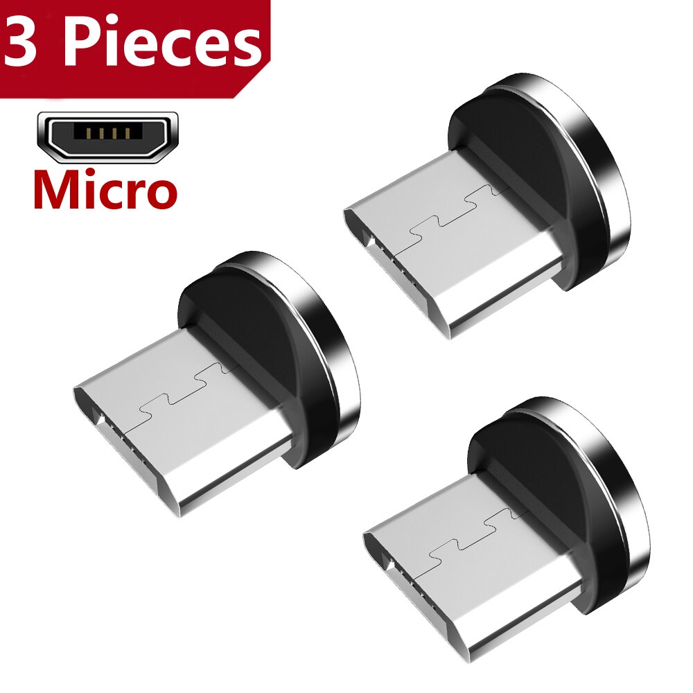 Aufu rund magnetisk kabel plugg type c micro usb c plugger hurtigladeadapter telefon type c magnet lader plugg ingen usb ledning: 3 stk mikroplugg
