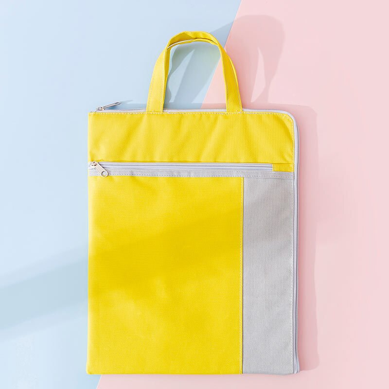 Yisuremia Multi-Function Canvas Bag Fabric File Folder Documents Bag Notebook Storage Organizer Handbag Office School Supplies: Yellow