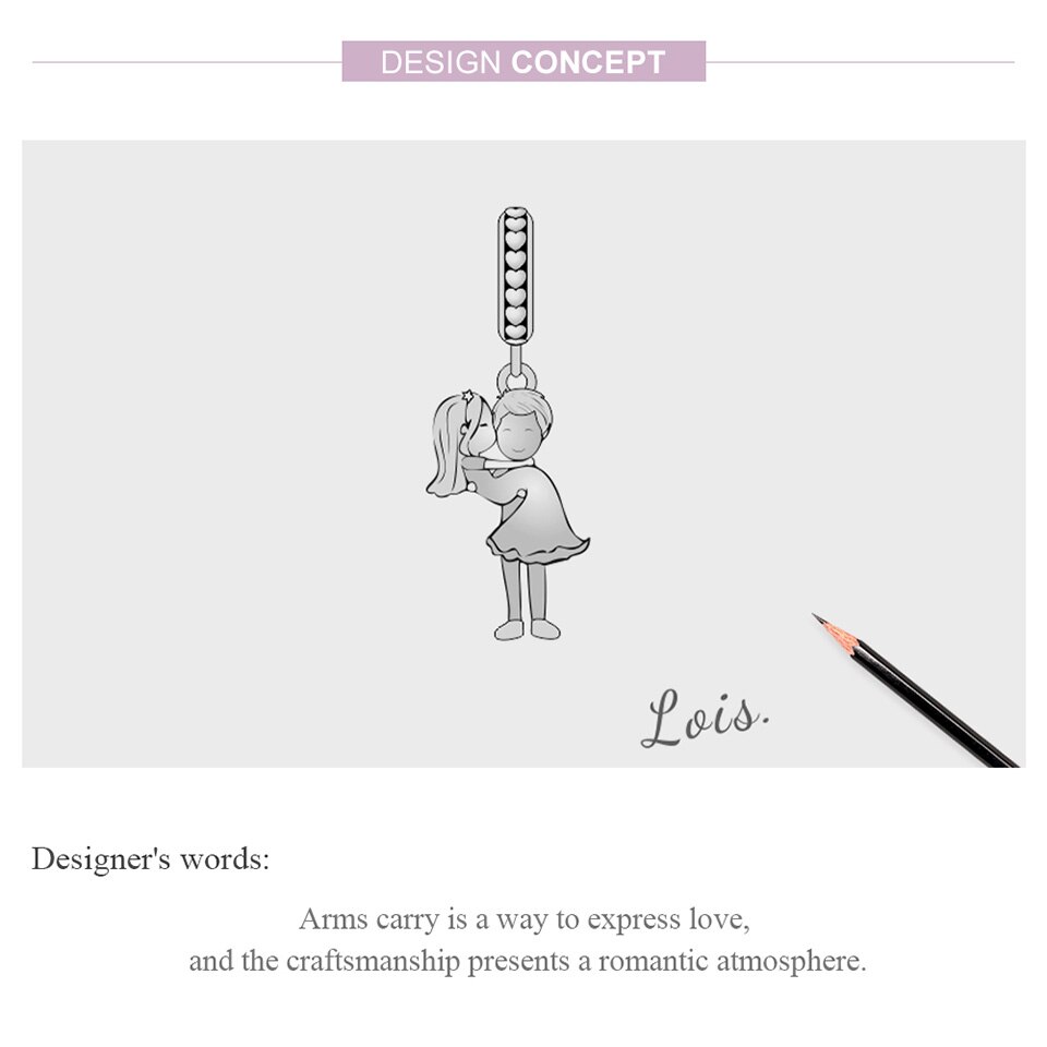 BISAER Perline 925 sterlina d'argento Romantico Braccia trasportare Ciliegie Pendenti E Ciondoli Amanti Del Pendente Misura il Braccialetto Dei Monili Della Collana EFC363