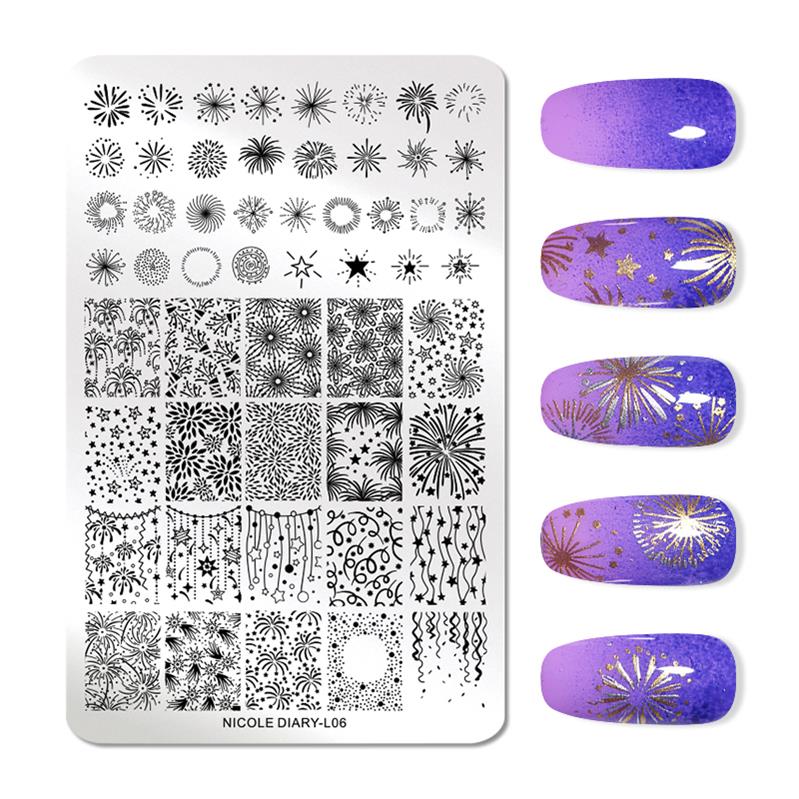 Nicole Dagboek 14.5*9.5 Cm Nail Stempelen Platen Bloemen Lotusblad Afbeeldingsstempel Sjablonen Art Stencil Diy Gereedschap: 46451