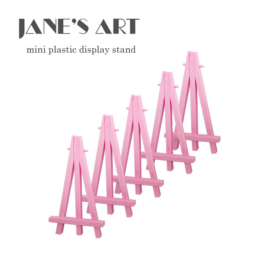 Mini chevalet en plastique, support de 16cm de long, couleur rose pour les types et les étudiants: 5pc