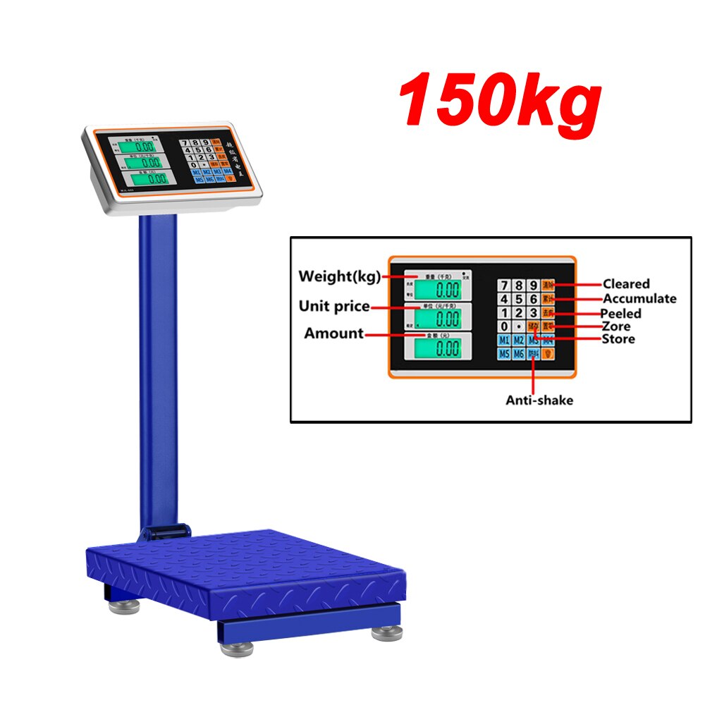 150KG 220V to 6V With backlight Digital display Folding electronic heavy scales electronic platform scale Express scales: Gold
