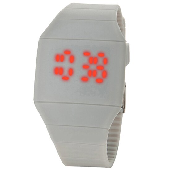 Heren dames touch digitaal led siliconen sporthorloge ultradun horloge dames led digitaal polshorloge: Grijs