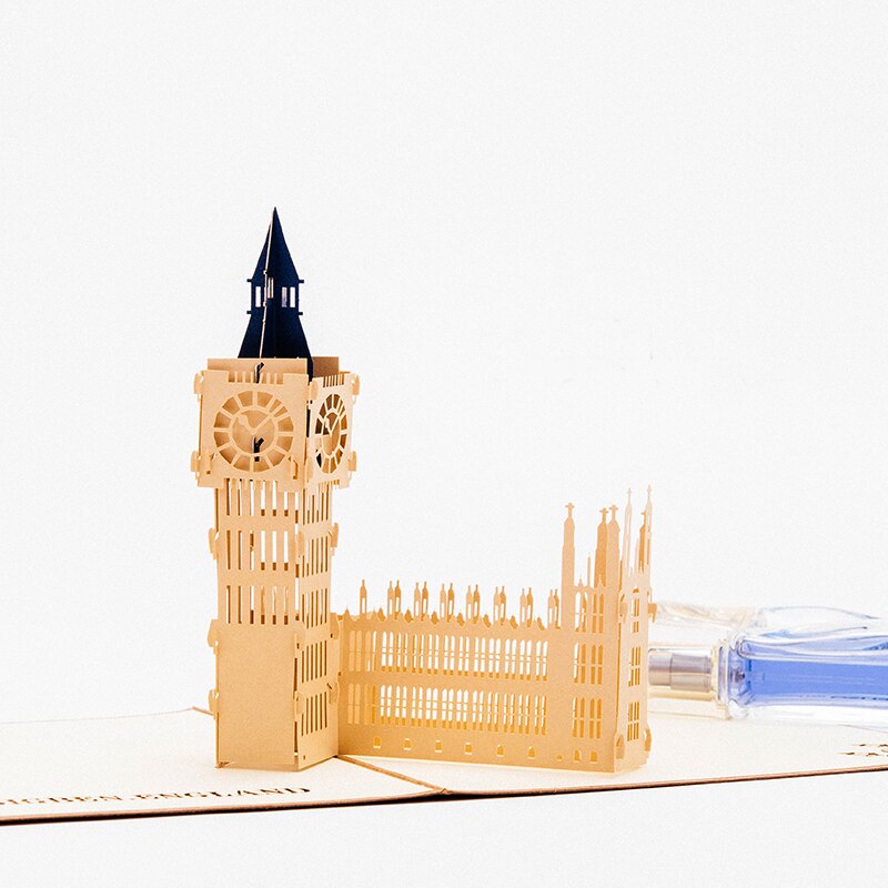 Duguo jolie carte stéréo de papeterie royaume-uni london bridge big ben carte stéréo différents types de cartes enveloppes