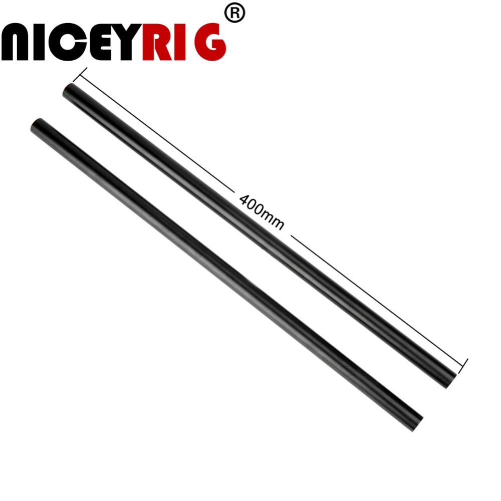 NICEYRIG 15mm Stange DSLR Kamera Anlage 15mm Schulter Anlage Video Kamera KäFeige Schiene Stange Aluminium Schwarz Länge 40 cm/16 zoll (Pack von 2)