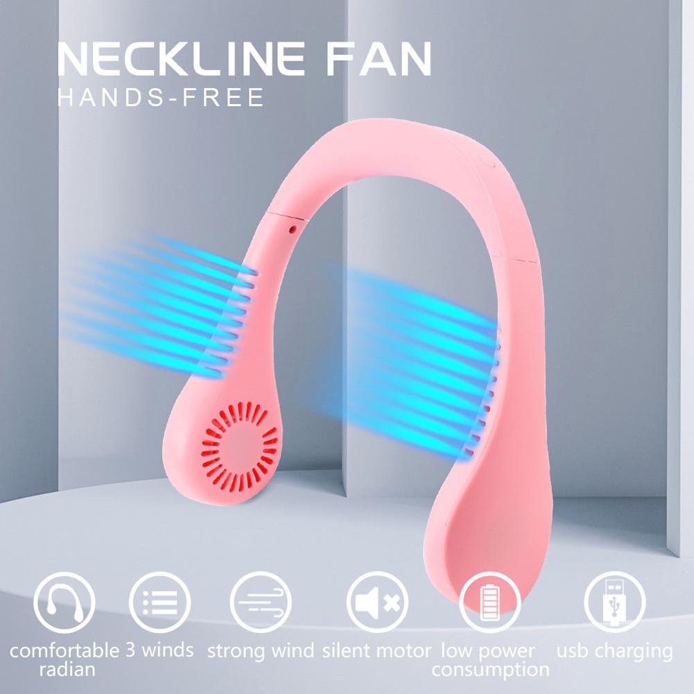 USB Rechargeable Air Cooler Mini Electric Air Conditioner Portable Sport Outdoor Hanging Dual Wind Head Neck Cooling Fan